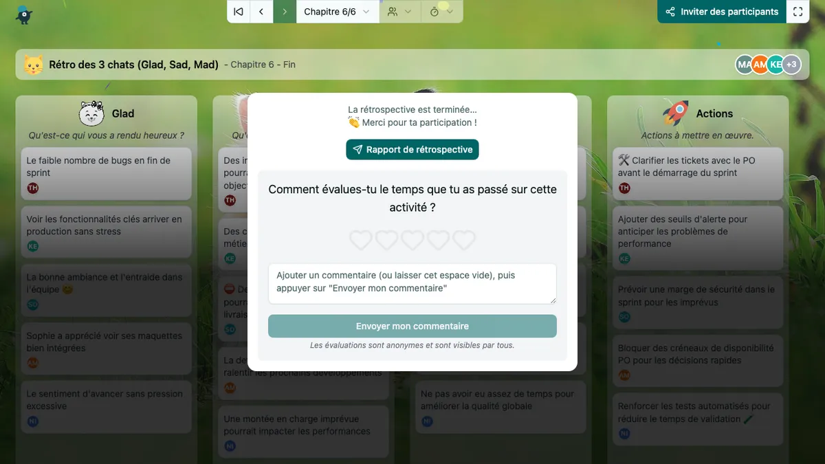 Rétro des 3 chats (Glad, Sad, Mad) - end