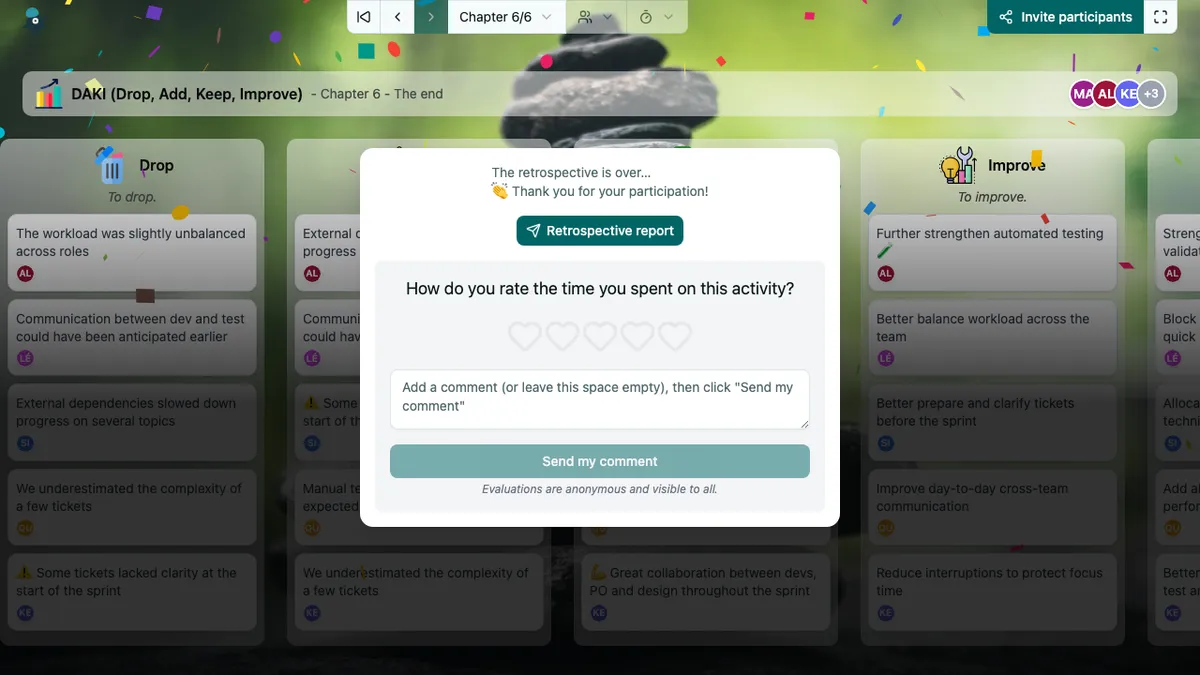 DAKI (Drop, Add, Keep, Improve) - end