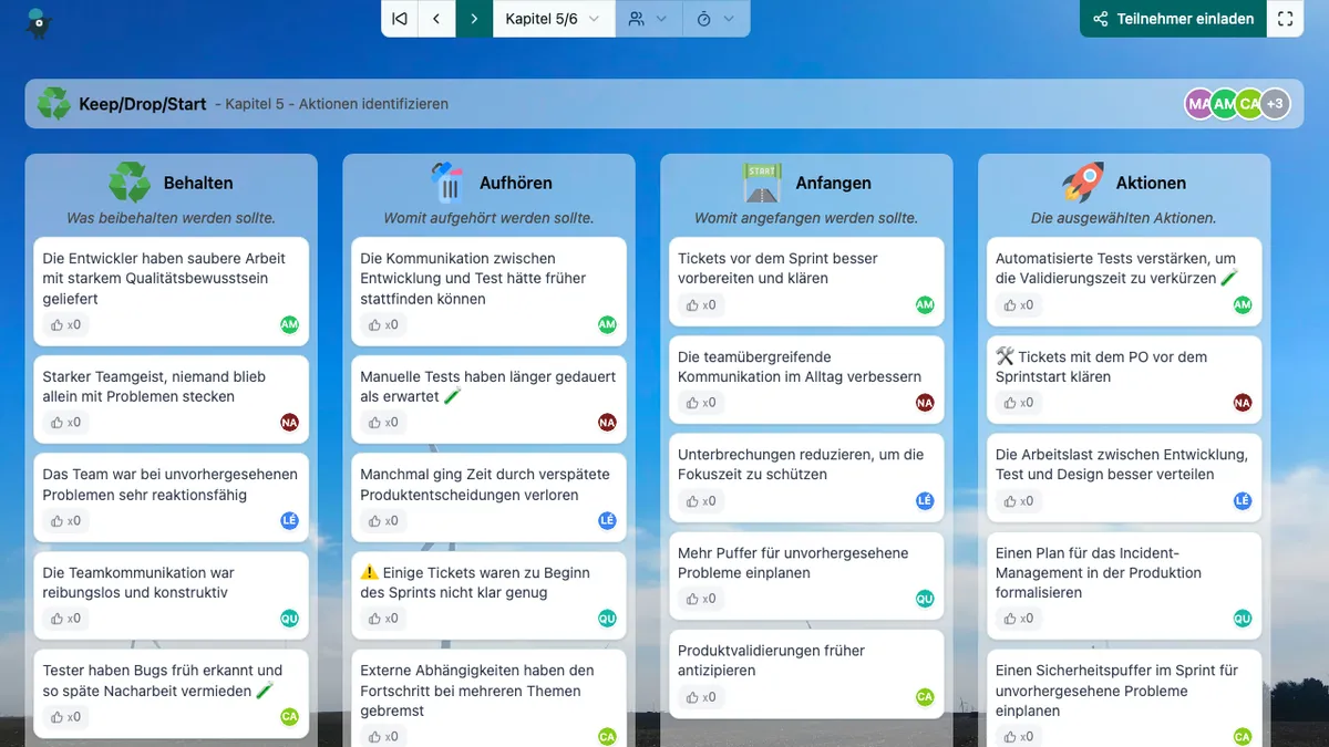 Keep/Drop/Start - actions