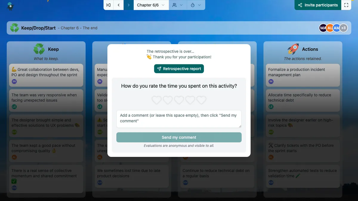 Keep/Drop/Start - end