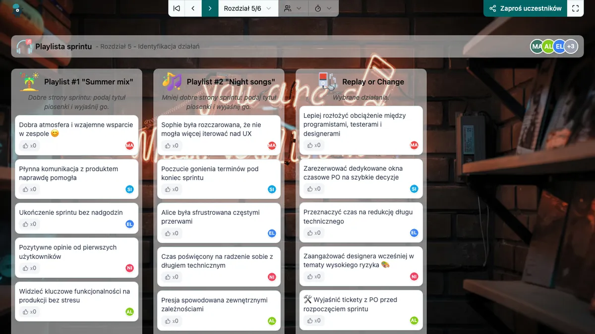 Playlista sprintu - actions