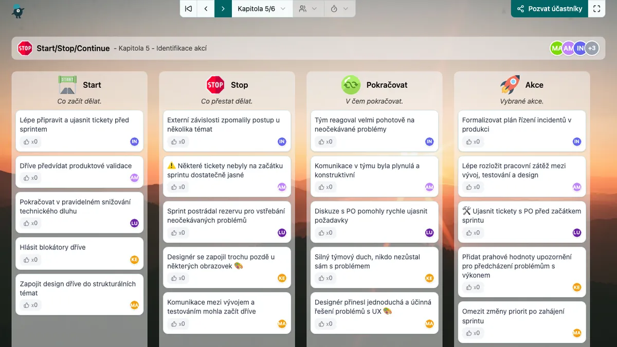 Start/Stop/Continue - actions