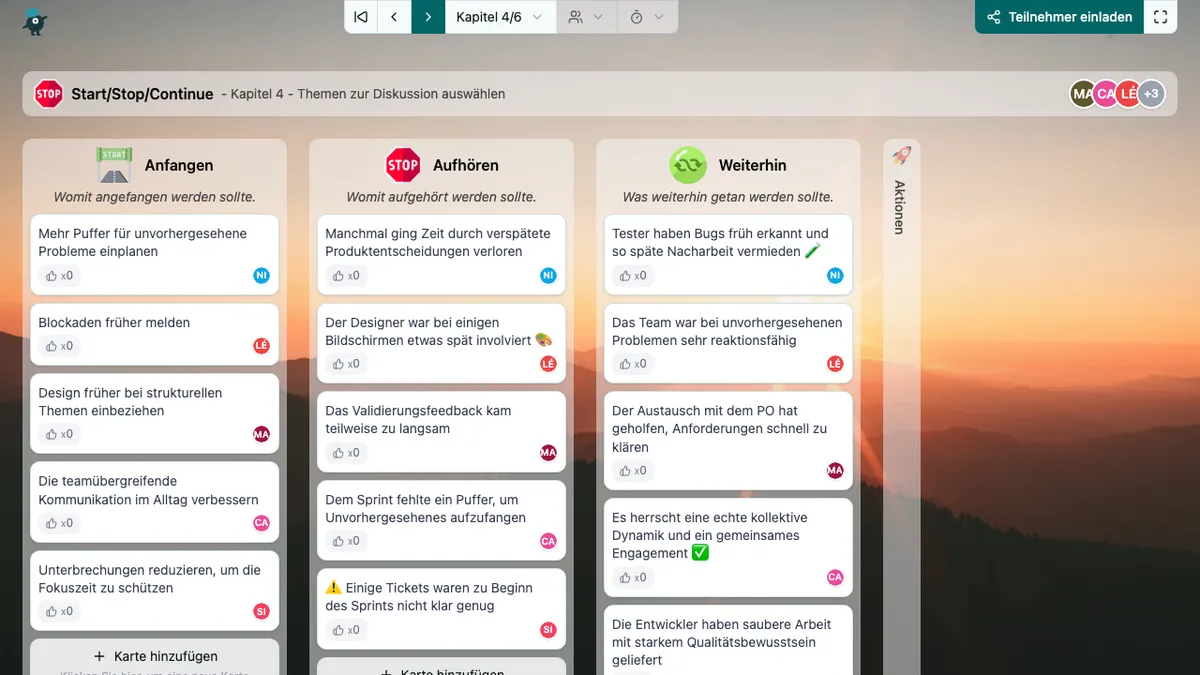 Start/Stop/Continue - choose-subjects