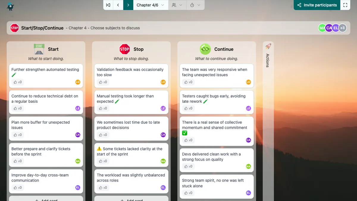 Start/Stop/Continue - choose-subjects