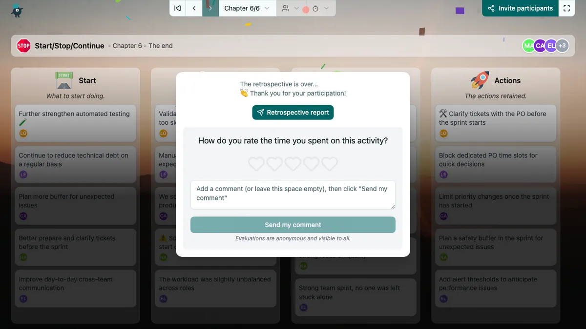 Start/Stop/Continue - end