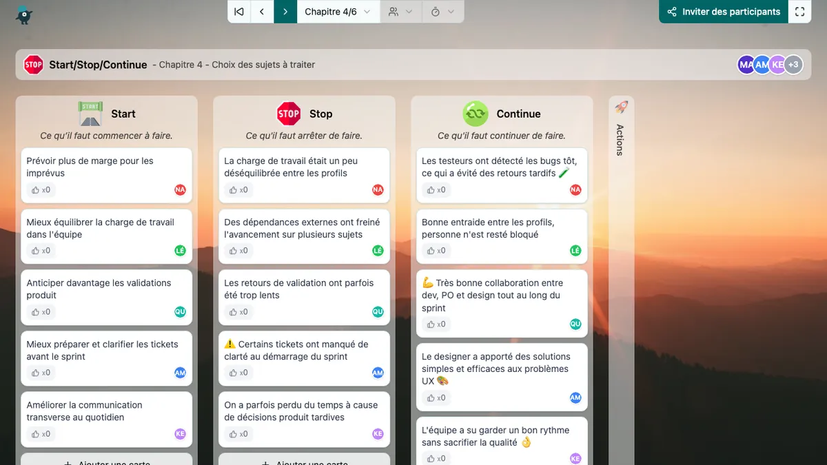 Start/Stop/Continue - choose-subjects