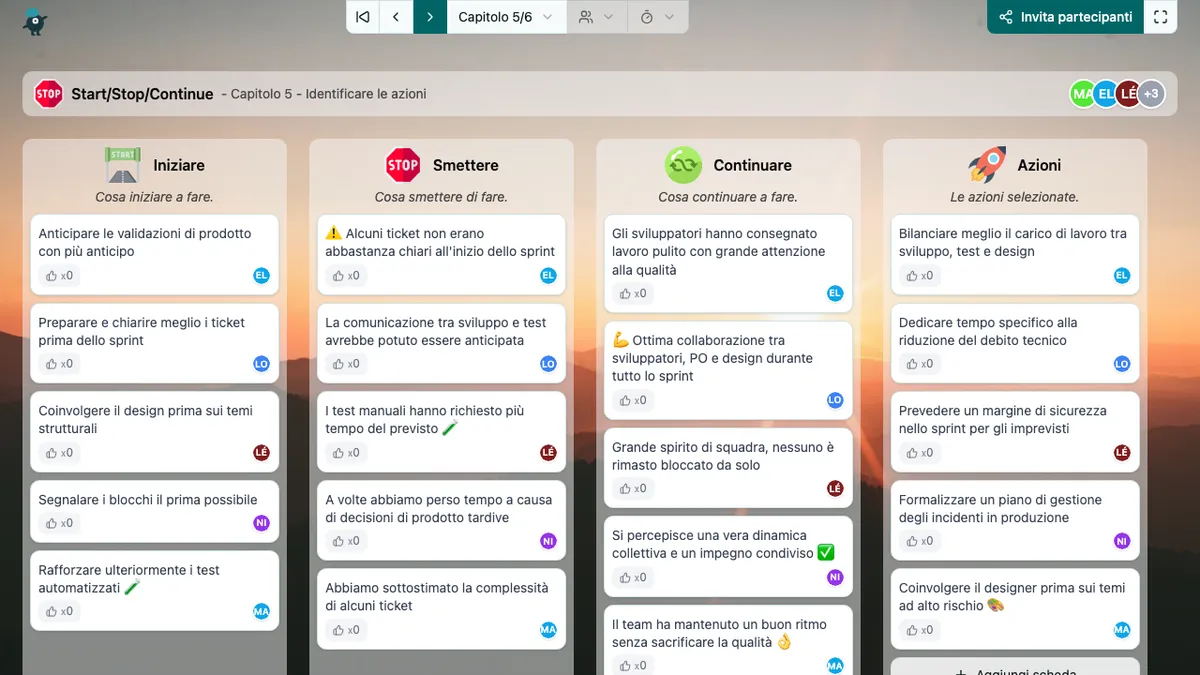 Start/Stop/Continue - actions