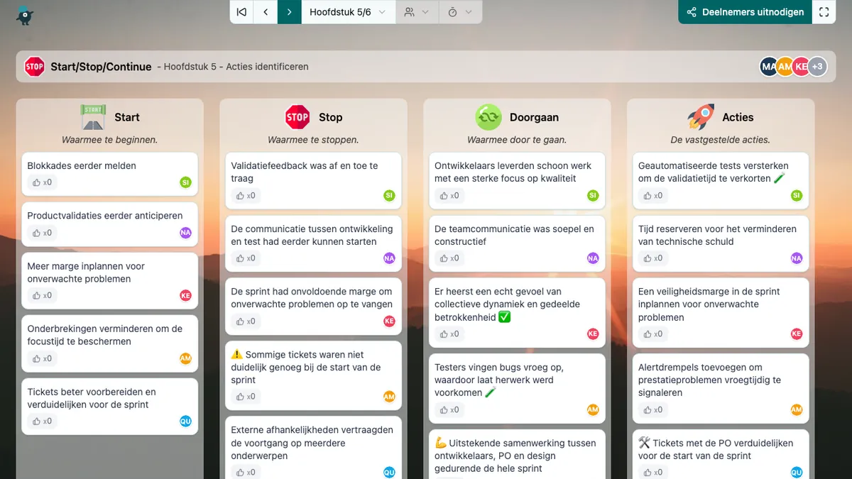 Start/Stop/Continue - actions