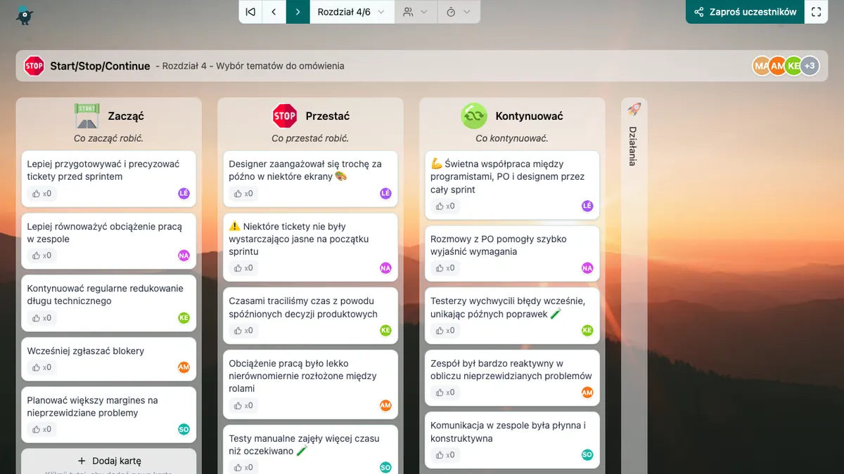 Start/Stop/Continue - choose-subjects