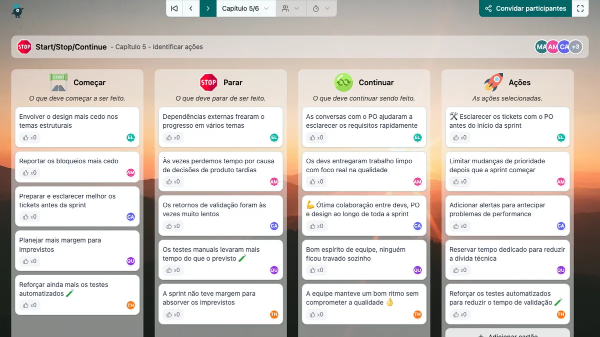 Start/Stop/Continue - actions